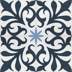 Mission Nantes Navy 8"x8" Encaustic Cement Tile - Avente Tile