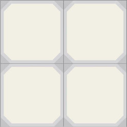 Mission Octagon Frame Pattern 1 Blanc 8"x8" Encaustic Cement Tile - Avente Tile