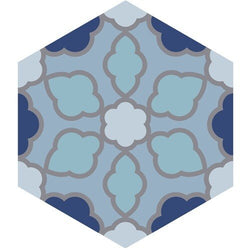 Mission Olivia Blue 8" Hexagon Cement Tile - Avente Tile