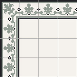 Mission Queen Border Clermont Colorway 8"x8" Encaustic Cement Tile - Avente Tile