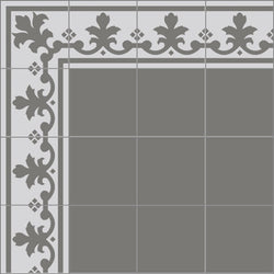 Mission Queen Border Gray 8"x8" Encaustic Cement Tile - Avente Tile