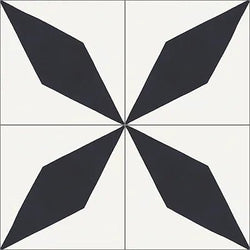 Mission Rhomboid Star Black 8"x8" Encaustic Cement Tile - Avente Tile