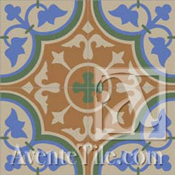 Mission Roseton A 8"x8" Encaustic Cement Tile - Avente Tile