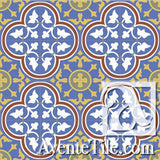 Mission Roseton B 8"x8" Encaustic Cement Tile - Avente Tile