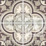 Mission Roseton Relief 5 8"x8" Encaustic Cement Tile - Avente Tile