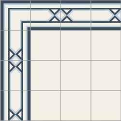 Mission Santiago Navy Border 8"x8" Encaustic Cement Tile - Avente Tile