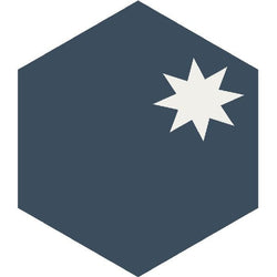 Mission Small Star Navy 8" Hexagon Cement Tile - Avente Tile