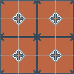 Mission Spanish Colonial & Saltillo Accent Star Navy 8"x8" Encaustic Cement Tile - Avente Tile