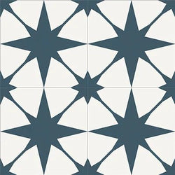 Mission Star Lattice Navy 8"x8" Encaustic Cement Tile - Avente Tile
