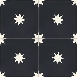 Mission Starry Night Black 8"x8" Encaustic Cement Tile - Avente Tile