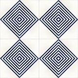 Mission Striped Diagonal Blue 8"x8" Encaustic Cement Tile - Avente Tile