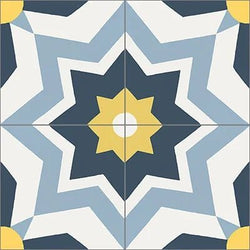 Mission Terranea Blue 8"x8" Encaustic Cement Tile - Avente Tile