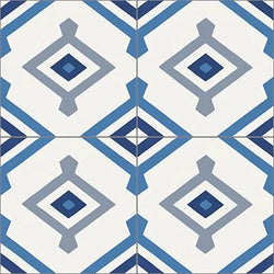 Mission Yanelli Blue 8"x8" Encaustic Cement Tile - Avente Tile
