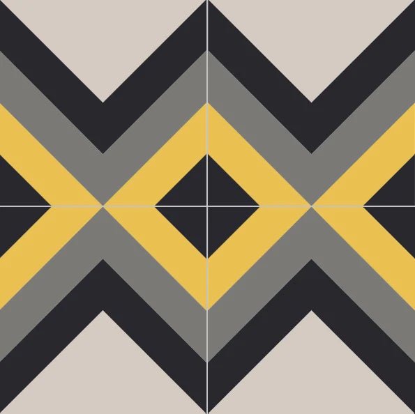 Mission Zig Zag No. 1A 4"x4" Encaustic Cement Tile - Avente Tile