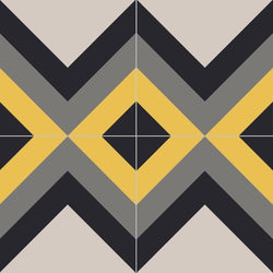 Mission Zigzag No. 1 A Colorway 8"x8" Encaustic Cement Tile - Avente Tile