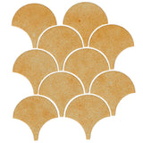 4" Conche or Fish Scale Tiles Dijon Mustard Matte