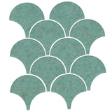 4" Conche or Fish Scale Tiles Sea Foam Green