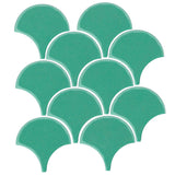 4" Conche or Fish Scale Tiles Aqua Green