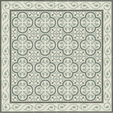 Mission Roseton Encaustic Cement Tile 8"x8" Rug in Charcoal and Sage with Tulip Border