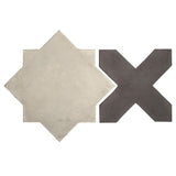 Avente Arabesque Aragon Rice Star/Charcoal Cross  Picket Rustic Cement Tile
