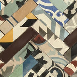 Avente Mission Colorful Cement Tile Patchwork 2x8 - Herringbone Layout Detail