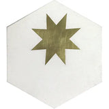 Avente Mission Medium Brass Star White Hexagon Cement Tile 8"x9"