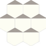Mission Hexagonal Clipped Corner Encaustic Cement Tile 8"x8" Oxford Gray and White Pointing Layout