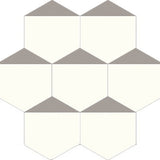 Mission Hexagonal Clipped Corner Encaustic Cement Tile 8"x8" Oxford Gray and White Pointing Layout