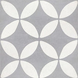Mission Circles II Encaustic Cement Tile 8"x8" - Gris & White