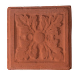 Catalan Rustic Relief Deco Tile  4"x4" - Mission Red