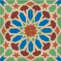 Classic Alhambra A 8"x8" Cement Tile Quarter Design