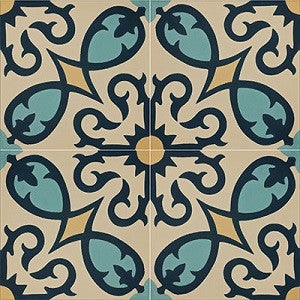 Classic Firenze A 8" x 8" Cement Tile Quarter Design