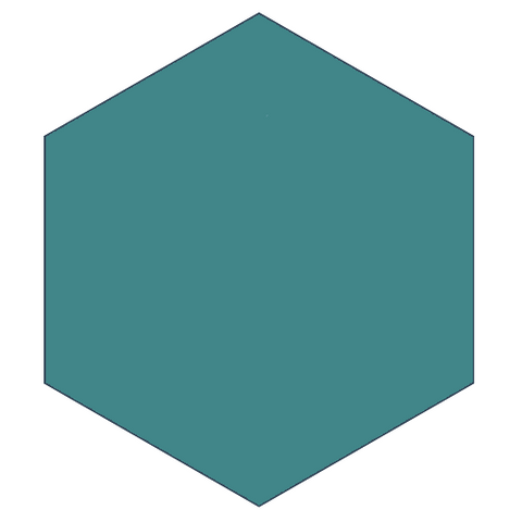 Classic Turquoise 8" x 9" Hexagon Encaustic Cement Tile