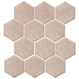 Clay Arabesque 4" Hexagon Glazed Ceramic Tile - Alabaster