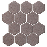 Clay Arabesque 4" Hexagon Glazed Ceramic Tile - Ash