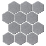 Clay Arabesque 4" Hexagon Glazed Ceramic Tile - Battleship