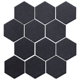 Clay Arabesque 4" Hexagon Glazed Ceramic Tile - Black Diamond
