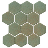 Clay Arabesque 4" Hexagon Glazed Ceramic Tile - Chrome
