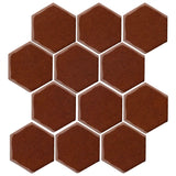 Clay Arabesque 4" Hexagon Glazed Ceramic Tile - Cinnamon