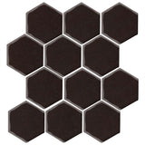 Clay Arabesque 4 Hexagon Glazed Ceramic Tile - Classic Black