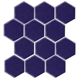 Clay Arabesque 4" Hexagon Glazed Ceramic Tile - Cobalt