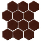 Clay Arabesque 4" Hexagon Glazed Ceramic Tile - Dark Roast