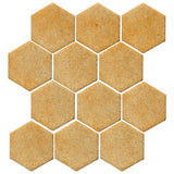 Clay Arabesque 4" Hexagon Glazed Ceramic Tile - Dijon Mustard Matte
