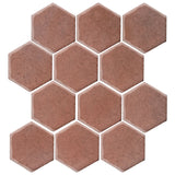 Clay Arabesque 4" Hexagon Glazed Ceramic Tile - Eggplant