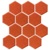Clay Arabesque 4" Hexagon Glazed Ceramic Tile - Hazard Orange