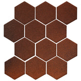 Clay Arabesque 4" Hexagon Glazed Ceramic Tile - Leather