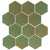 Clay Arabesque 4" Hexagon Glazed Ceramic Tile - Light Copper