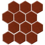 Clay Arabesque 4" Hexagon Glazed Ceramic Tile - Mahogany