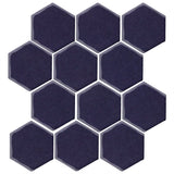 Clay Arabesque 4" Hexagon Glazed Ceramic Tile - Midnight Blue