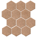 Clay Arabesque 4" Hexagon Glazed Ceramic Tile - Mushroom Matte